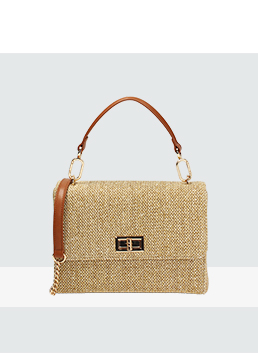 Mini bag donna beige in raffia