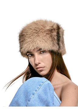 Cappello marrone in pelo sintetico