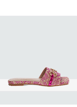 Sandali bassi fucsia in raffia