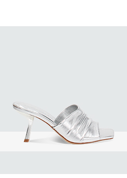 Mules open toe argento in laminato