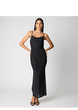 Vestito nero in paillettes con dettagli scintillanti