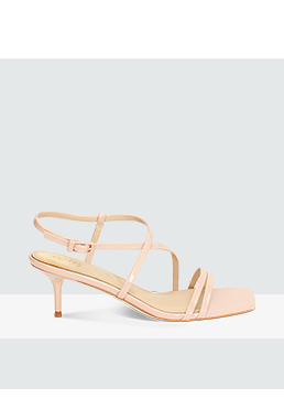 Sandalo donna nude in vernice, tacco 5,5 cm