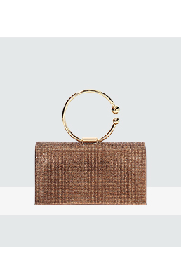 Mini bolso color cobre en laminado con piedras