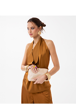 Bolso de mano oro con bandolera removible