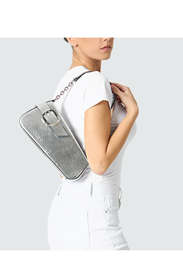 Mini sac argent en laminé
