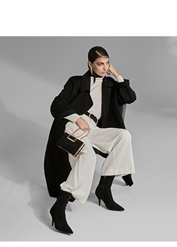 Cappotto elegante in tessuto nero con cintura