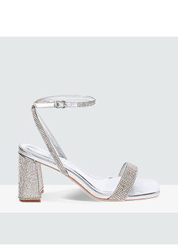 Sandale à talon argent lumineux