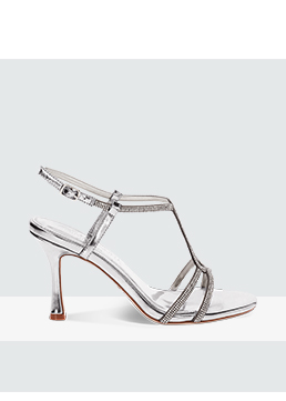 Zapato de tacón de mujer plateado en laminado