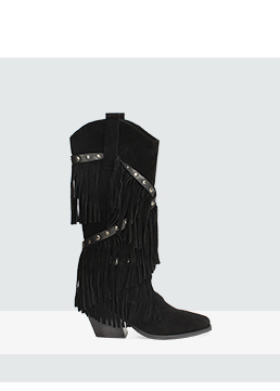 Stivali texani in camoscio nero