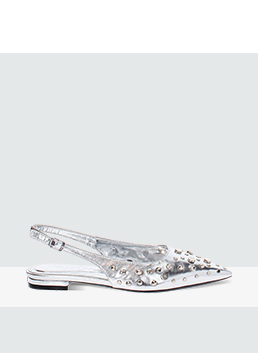 Ballerine slingback donna argento con borchie
