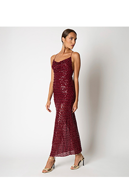 Vestito bordeaux con pailllettes
