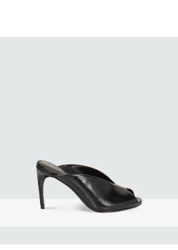 Mules abiertas negras con tacón de 8,7 cm
