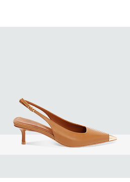 Zapatos de tacón destalonados mujer coñac chic