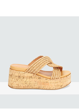 Zeppe donna cognac in raffia