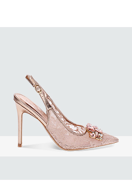 Décolleté slingback femme roses en tissu