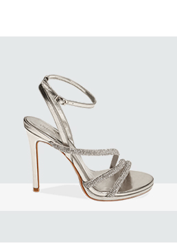 Sandalo con tacco donna argento, tacco 10,5 cm