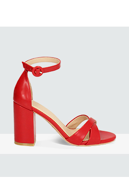 Sandalia con tacón mujer roja con tacón ancho