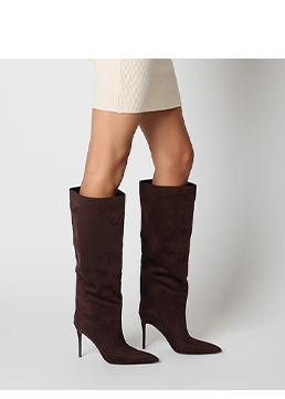 Botas en microfibra marrón oscuro