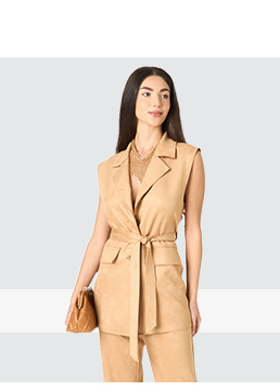 Gilet donna camel in microfibra
