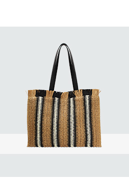 Borsa mare nera in raffia
