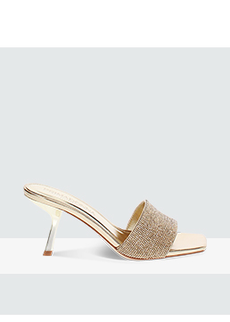 Mules doradas en laminado y piedras