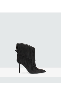 Tronchetti neri in microfibra con frange