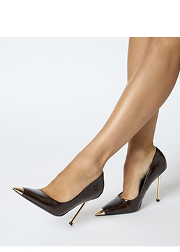 Escarpin effet coco brun foncé