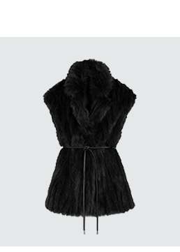 Veste mi-longue en fourrure synthétique noire