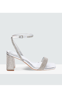 Sandale à talon argent lumineux