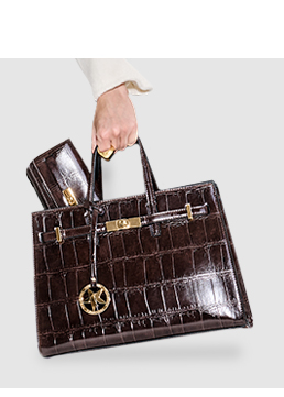 Sac à main en matériau effet coco brun foncé
