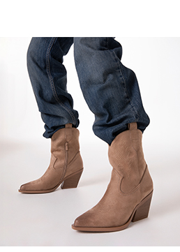 Botines texanos taupe tacón 6,5 cm