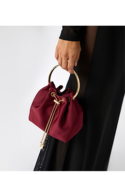 Mini bag bordeaux con manico oro