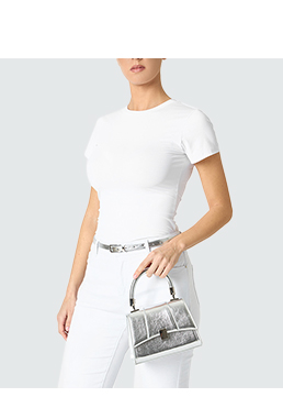 Mini bag argento in laminato