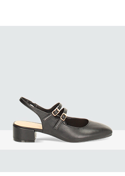 Escarpins slingback femme noirs avec bout arrondi