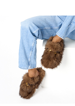 Zapatillas de casa marrones de pelo sintético