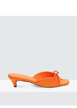 Mules open toe arancio in raso