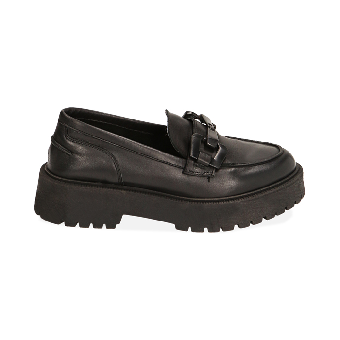 WOMEN SHOES MOCASSINS LEATHER NERO