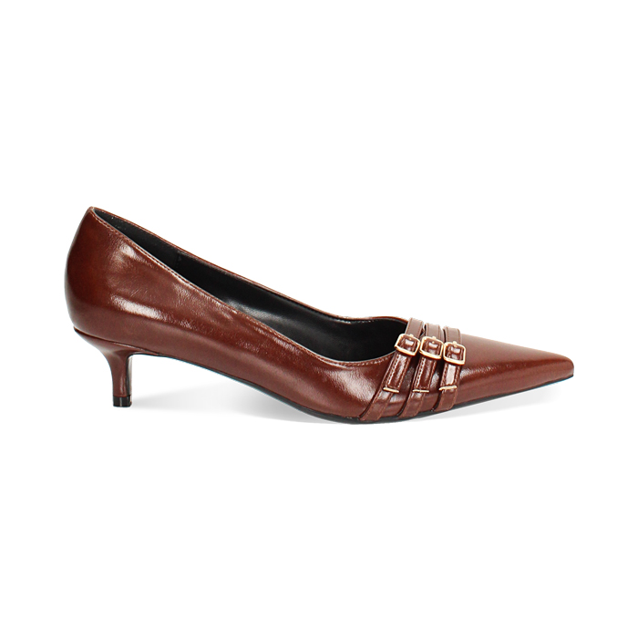 Décolleté cognac con tacco di 4,5 cm