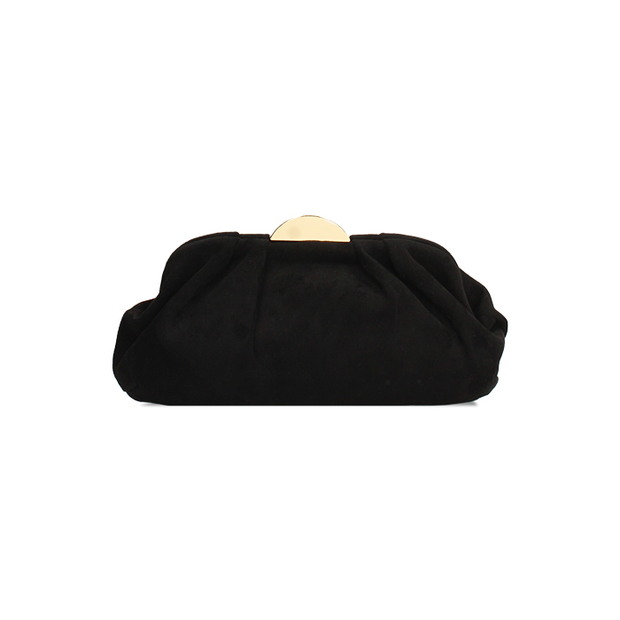 Clutch nera in microfibra con dettagli oro