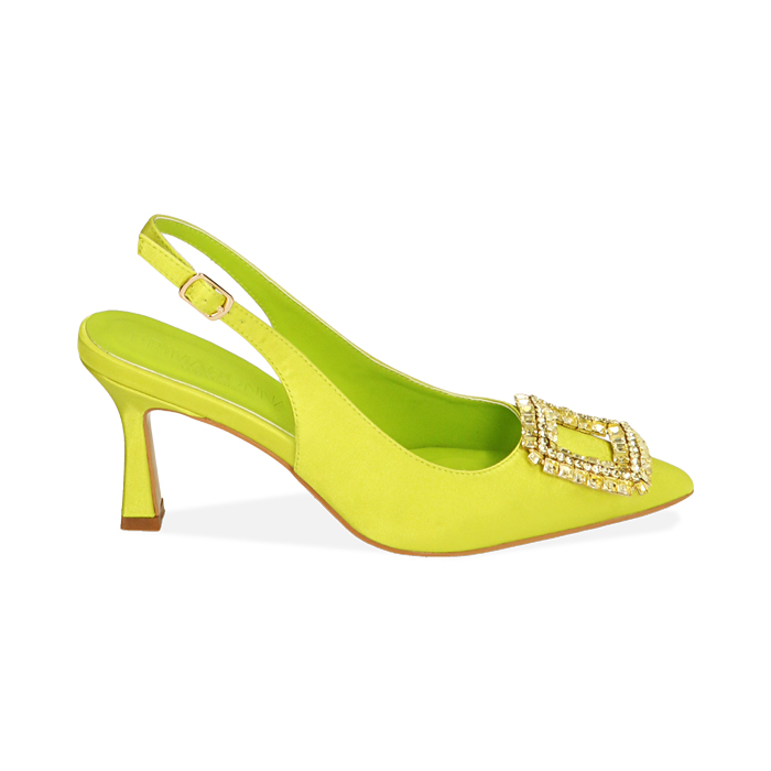 Décolleté slingback cedro in raso, tacco 7,5 cm