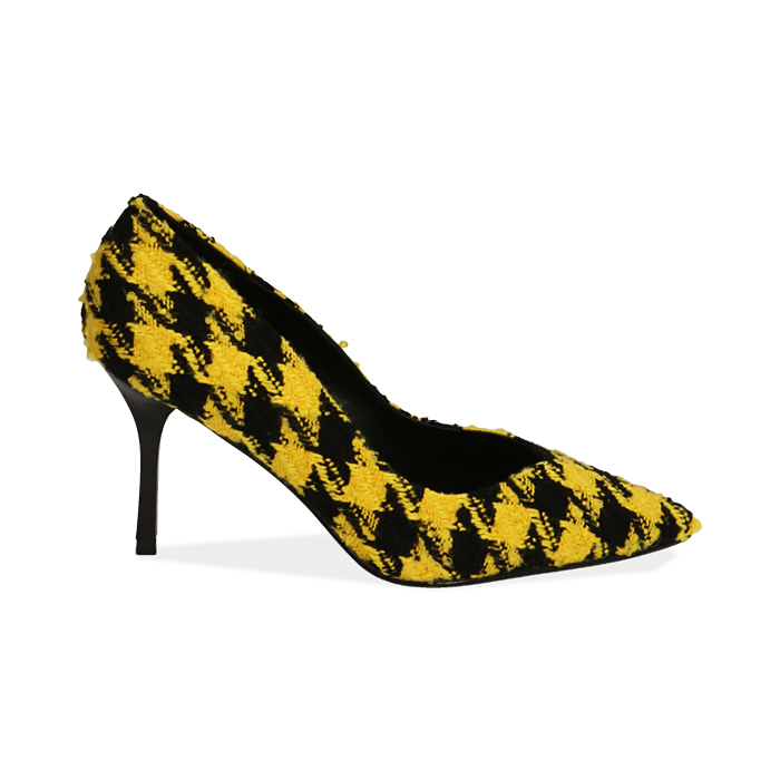 Décolleté nero/giallo pied-de-poule