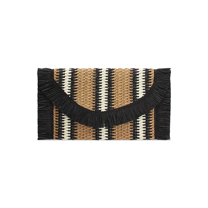 Pochette da mare in paglia nera