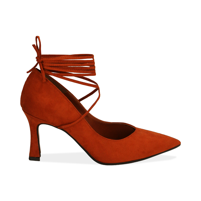 Décolleté con cordones oxido en micorfibra, tacón 8 cm