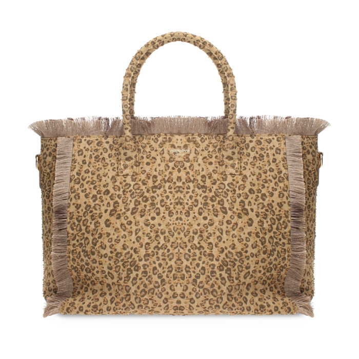 Bolso de hombro leopardo-marr&oacute;n con bandolera removible