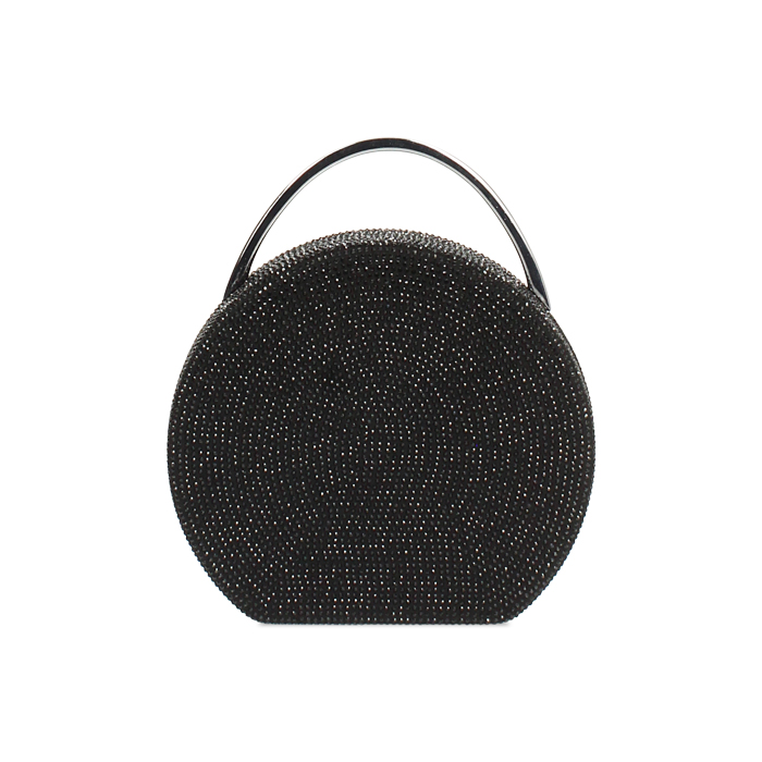Clutch noire en microfibre avec strass