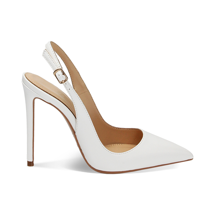 Décolleté slingback bianche, tacco 11 cm