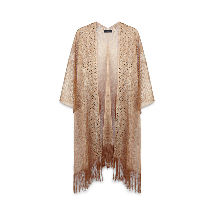 Poncho donna oro in tessuto