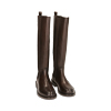 Bottes plates brun foncé en cuir 