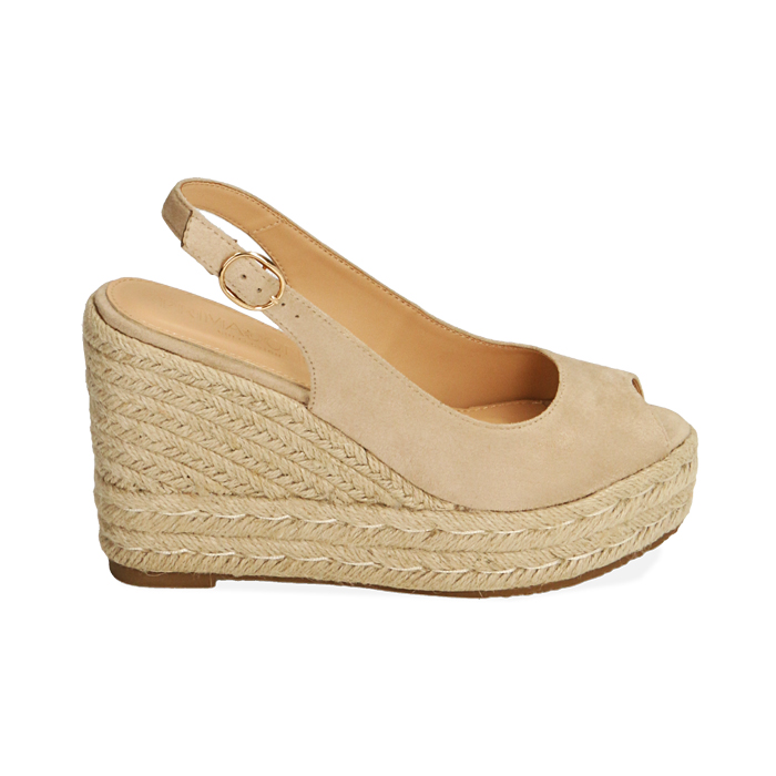 Sandali donna beige in microfibra zeppa 10 5 cm Primadonna Collection
