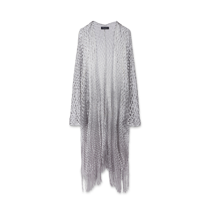 Poncho donna argento in tessuto